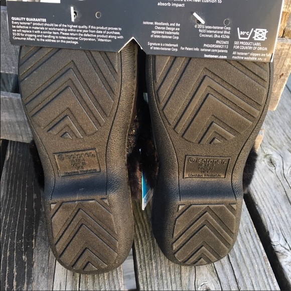 Isotoner Black Microsuede Slippers! NEW! - Picture 7 of 10